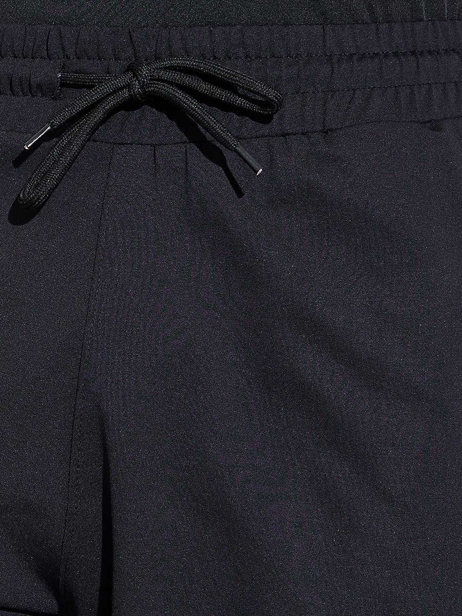 Black Activewear Sports Shorts with Drawstring