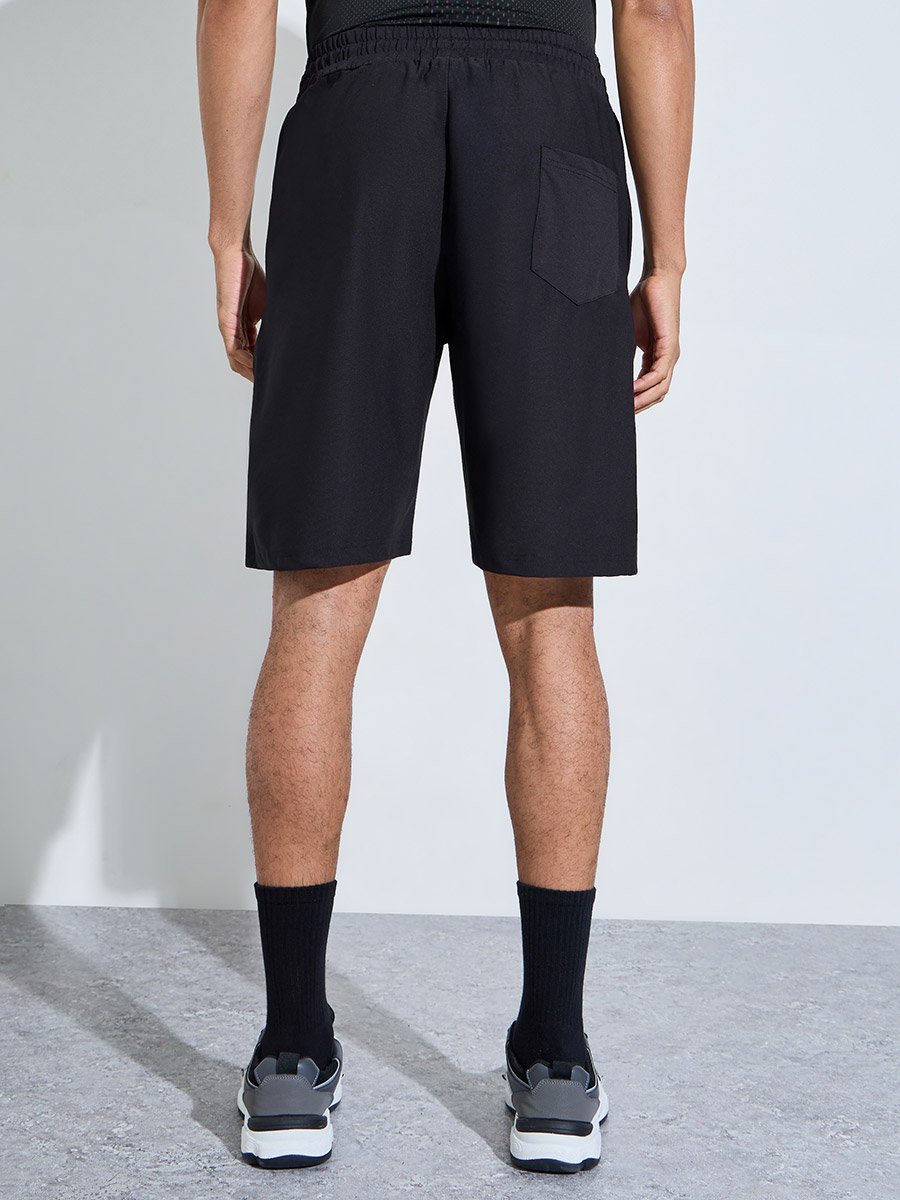 Black Activewear Sports Shorts with Drawstring