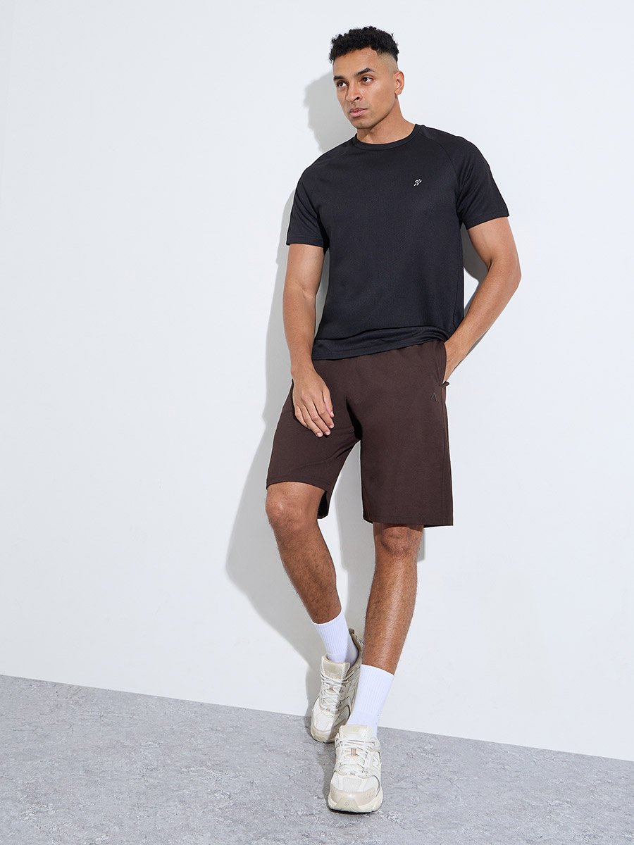 Brown Activewear Sports Shorts with Drawstring
