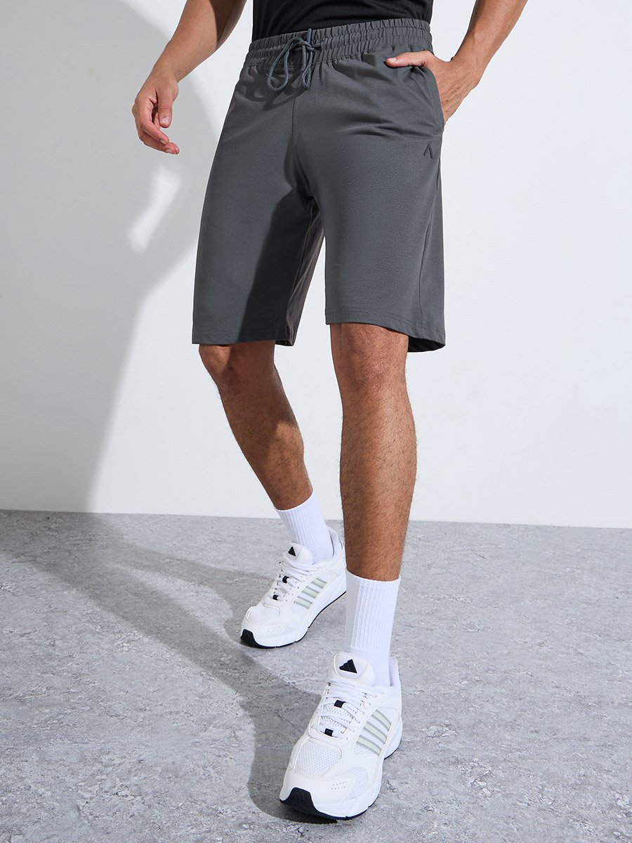 Grey Activewear Sports Shorts with Drawstring