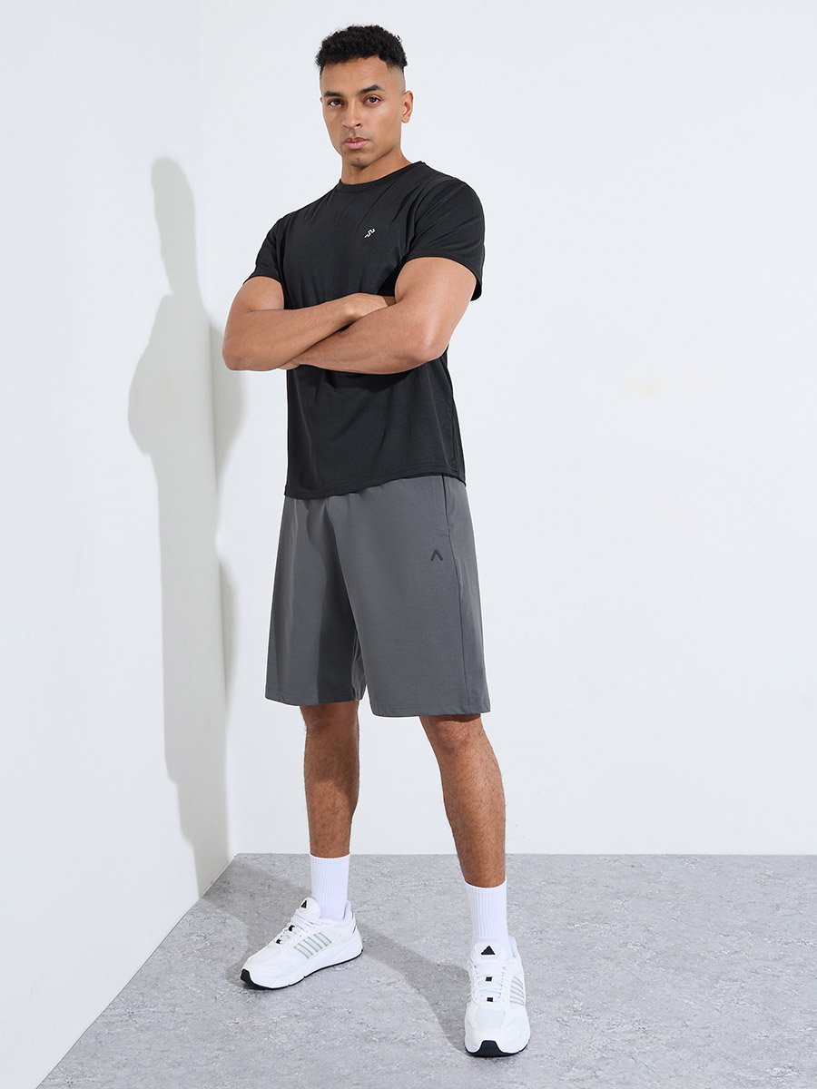 Grey Activewear Sports Shorts with Drawstring