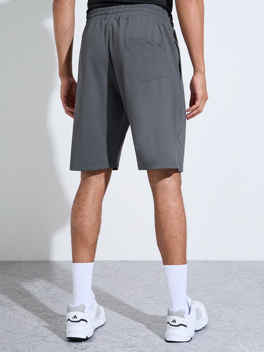 Grey Activewear Sports Shorts with Drawstring