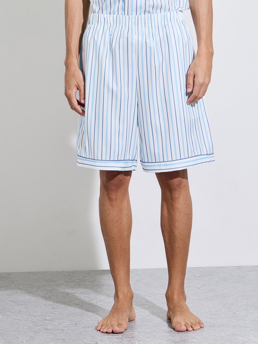 Multi-Color Striped Short Sleeves Shirt and Shorts Pyjama Set