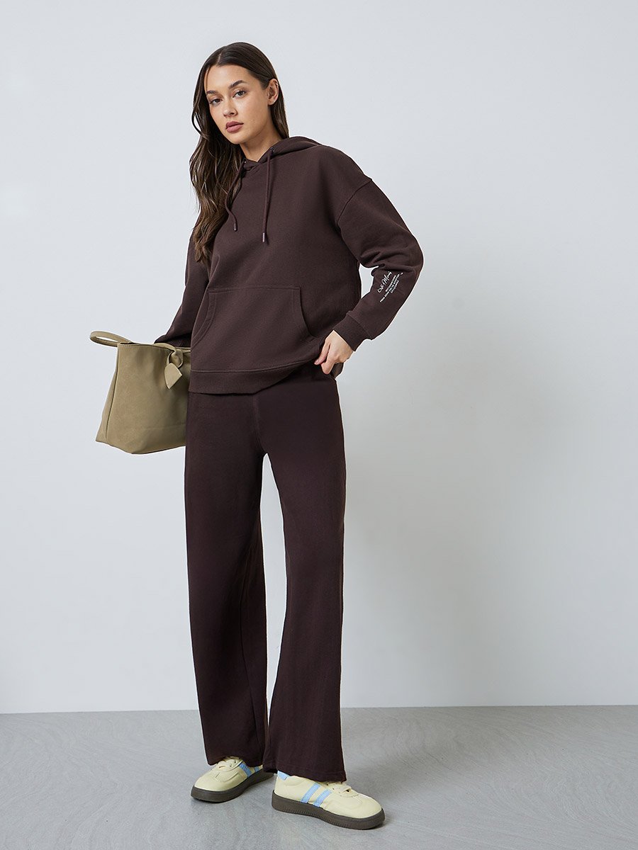 Coffee Brown Relaxed Fit Hoodie with Front Pocket