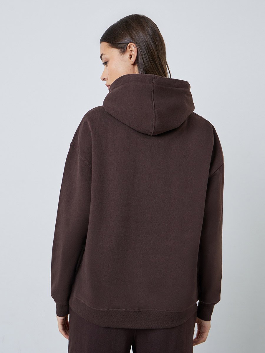 Coffee Brown Relaxed Fit Hoodie with Front Pocket