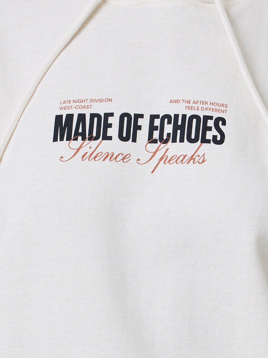 Cream Regular Fit Longline Slogan Hoodie