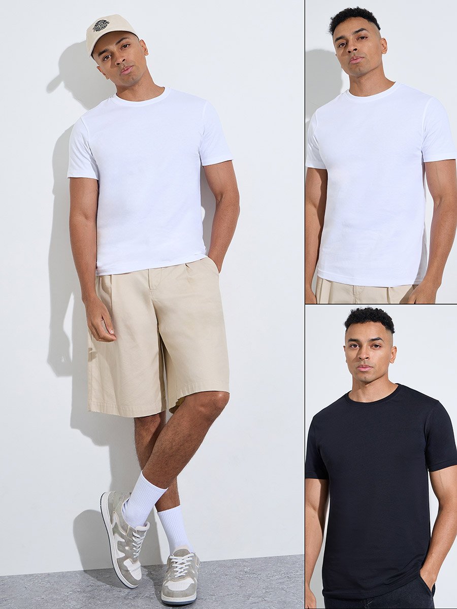 Pack of 2 - Multi-Color Solid Regular Fit T-Shirt