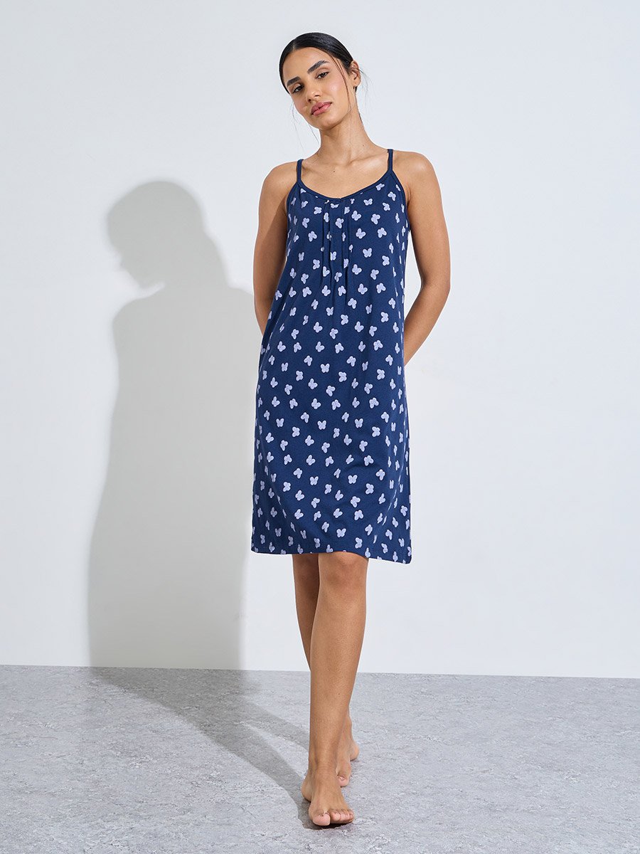 Pack of 2 - Butterfly Heart Print and Solid Pintuck Detail Slip Dress