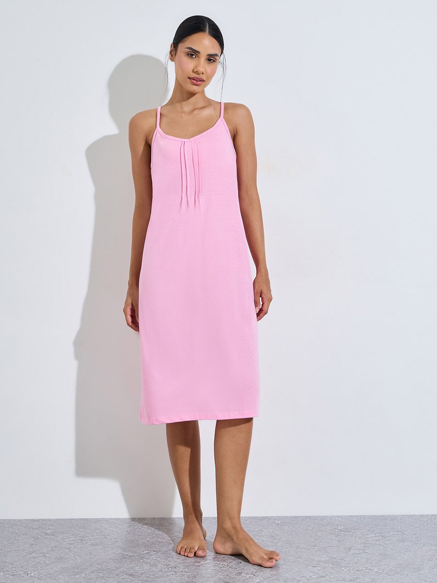 Pack of 2 - Butterfly Heart Print and Solid Pintuck Detail Slip Dress
