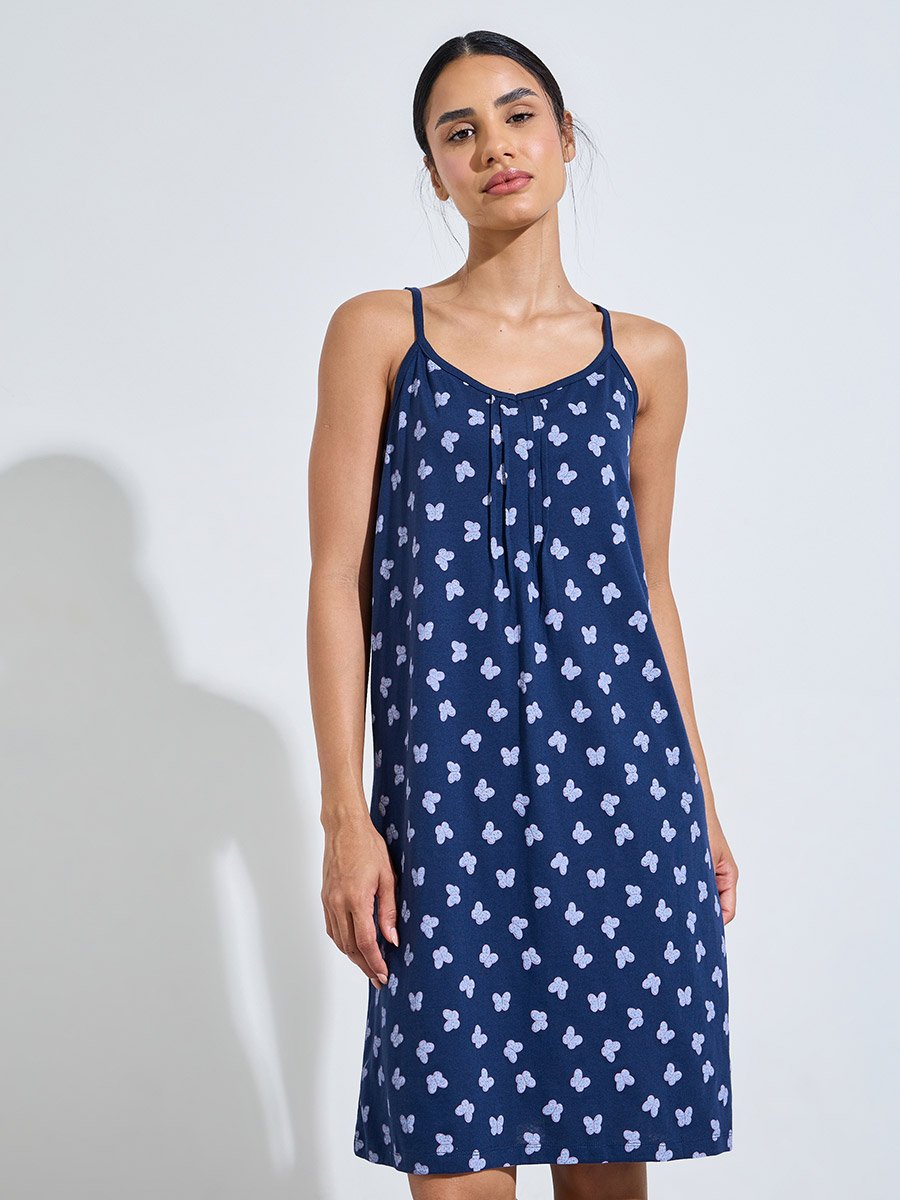 Pack of 2 - Butterfly Heart Print and Solid Pintuck Detail Slip Dress