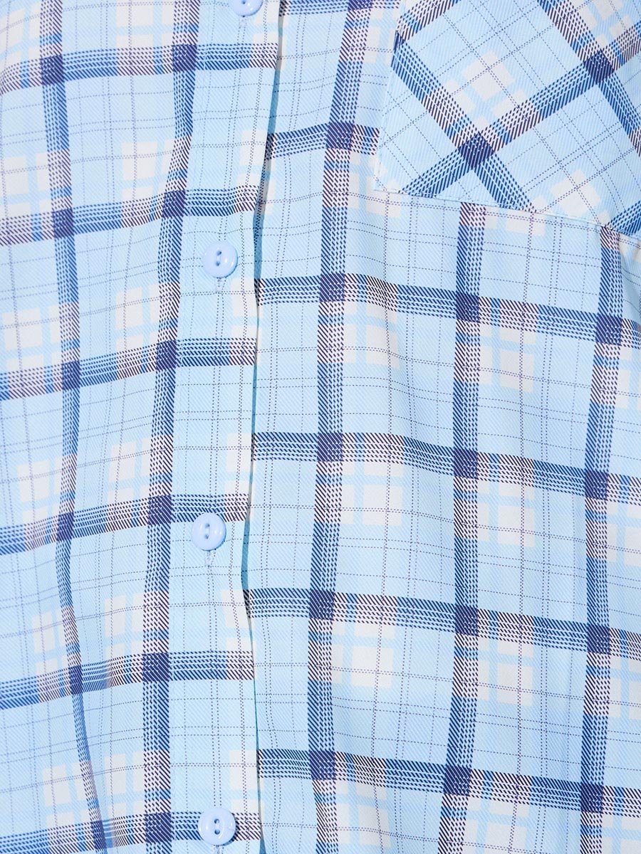 Multi-Color Checked Pocket Detail Long Sleeves Shirt