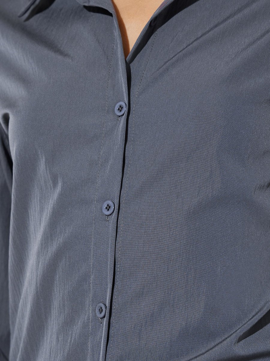 Grey Solid Long Sleeves Shirt