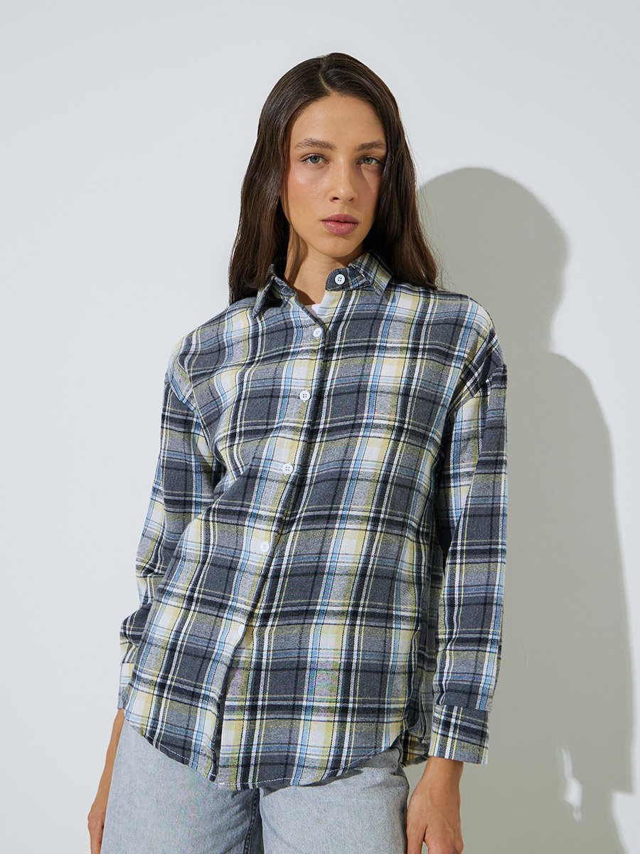 Multi Plaid Long Sleeve Casual Shirt