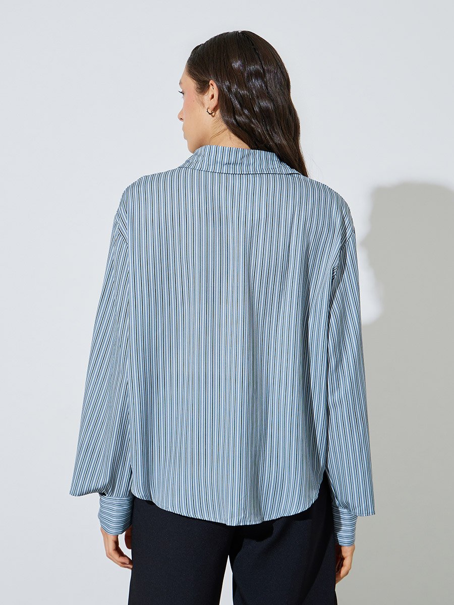 Blue Striped Long Sleeves Shirt