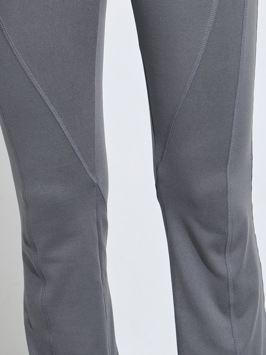 Charcoal Contour Stitch Detail Flared Leggings