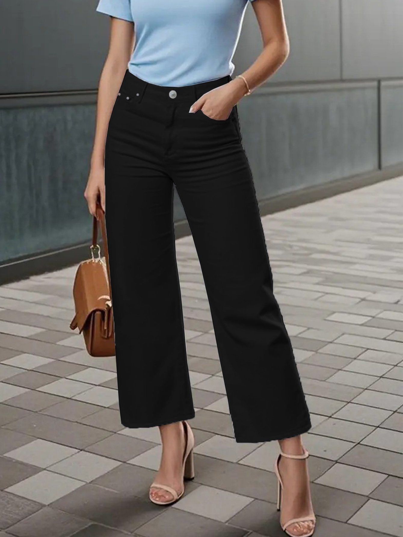 Black High Rise Straight Leg Jeans