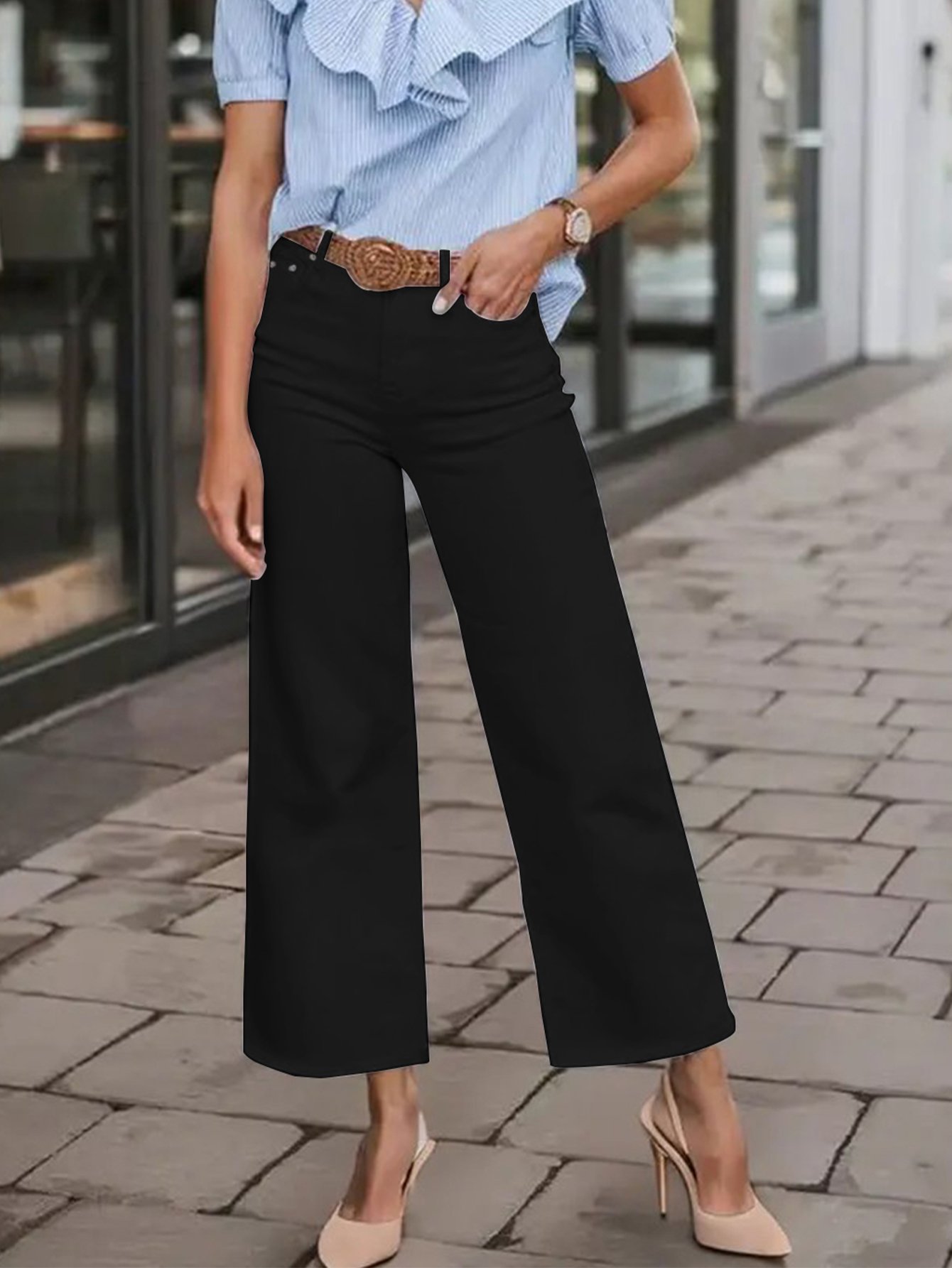 Black High Rise Straight Leg Jeans
