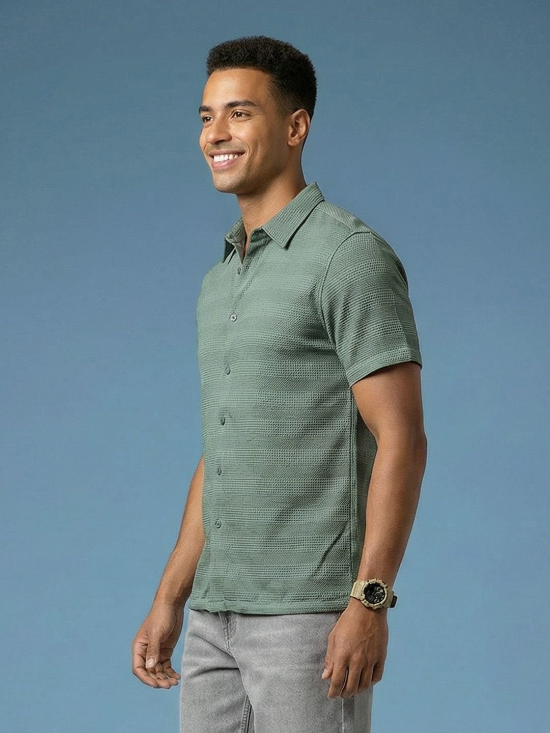 Men Self Design Casual Shirt