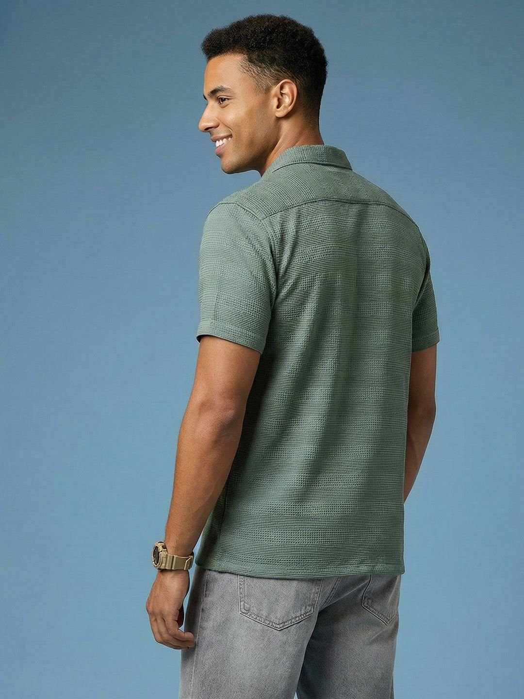 Men Self Design Casual Shirt