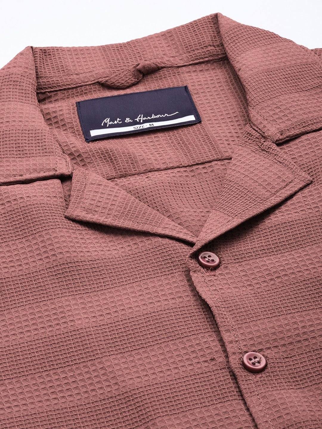 Men Self Design Cuban Collar Casual Shirt