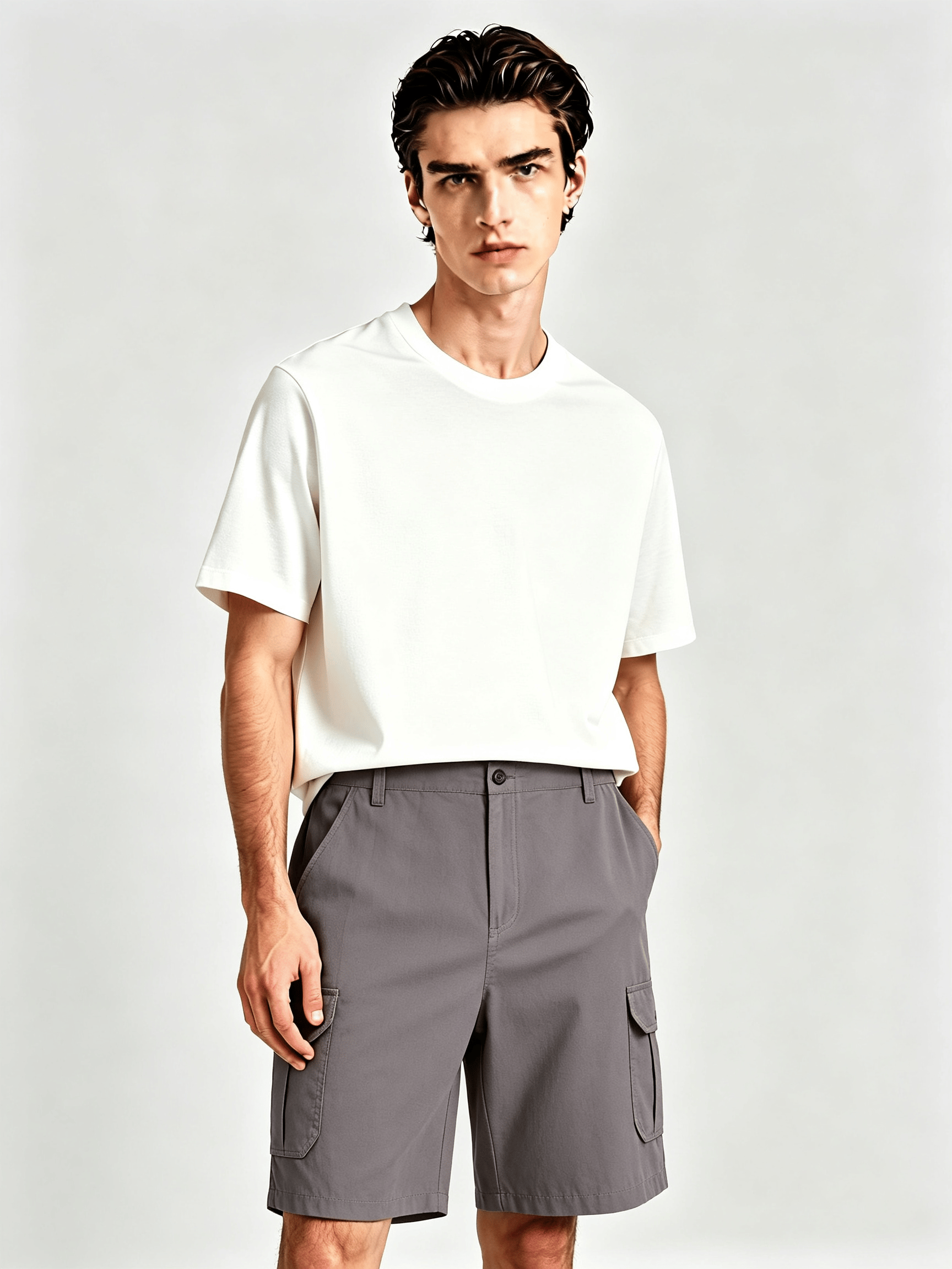 Men Solid Cargo Shorts