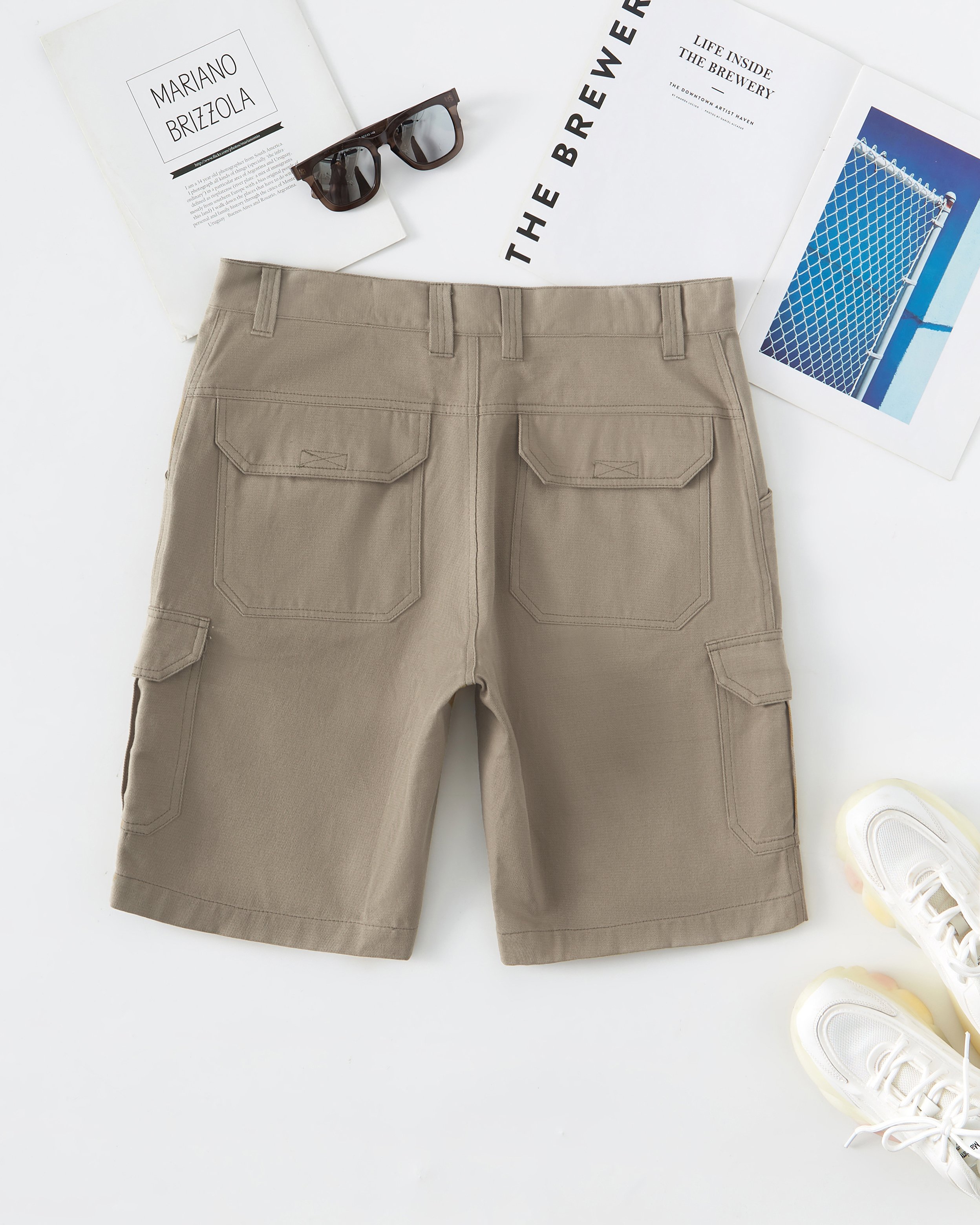 Men Solid Cargo Shorts