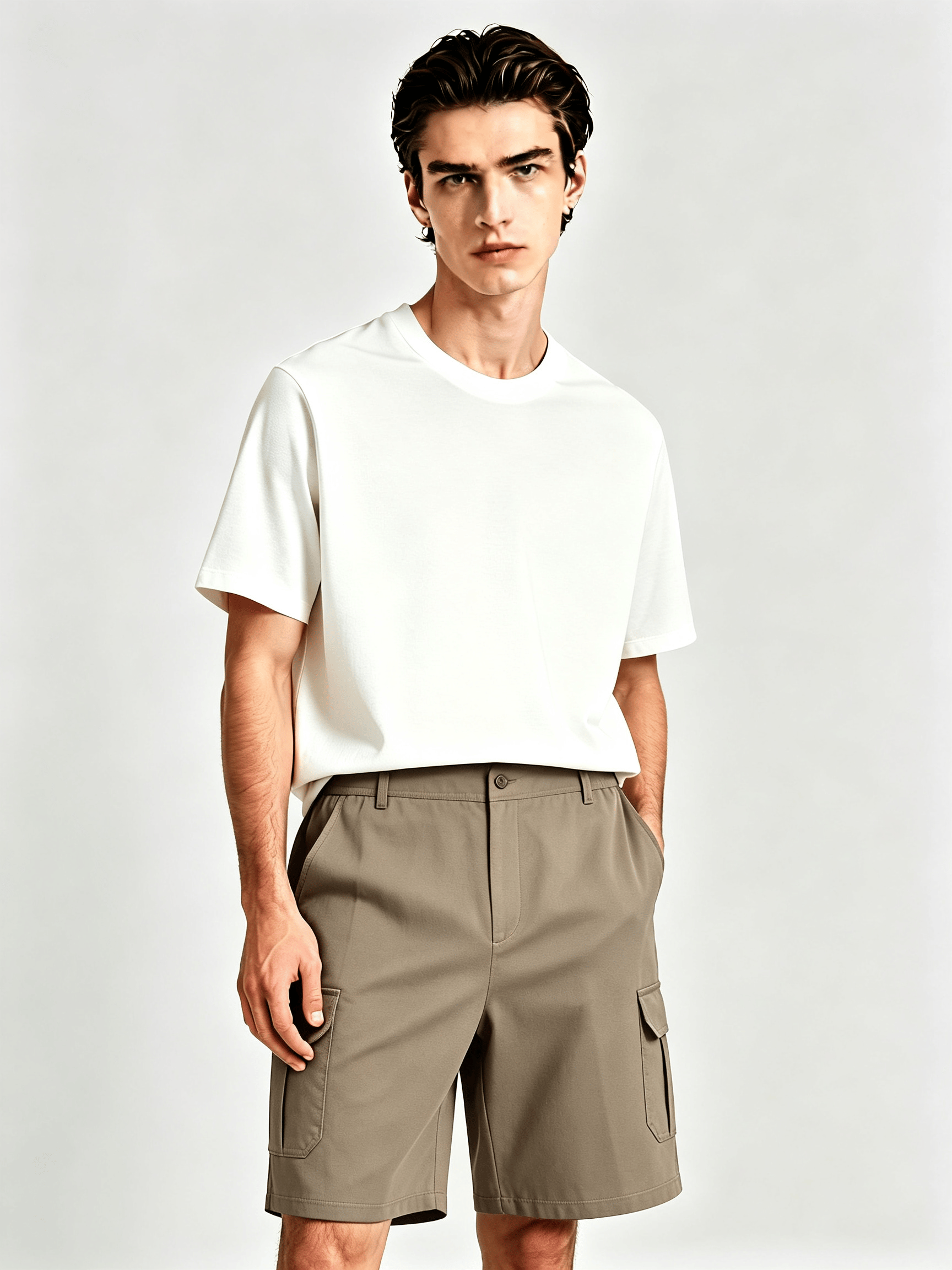 Men Solid Cargo Shorts