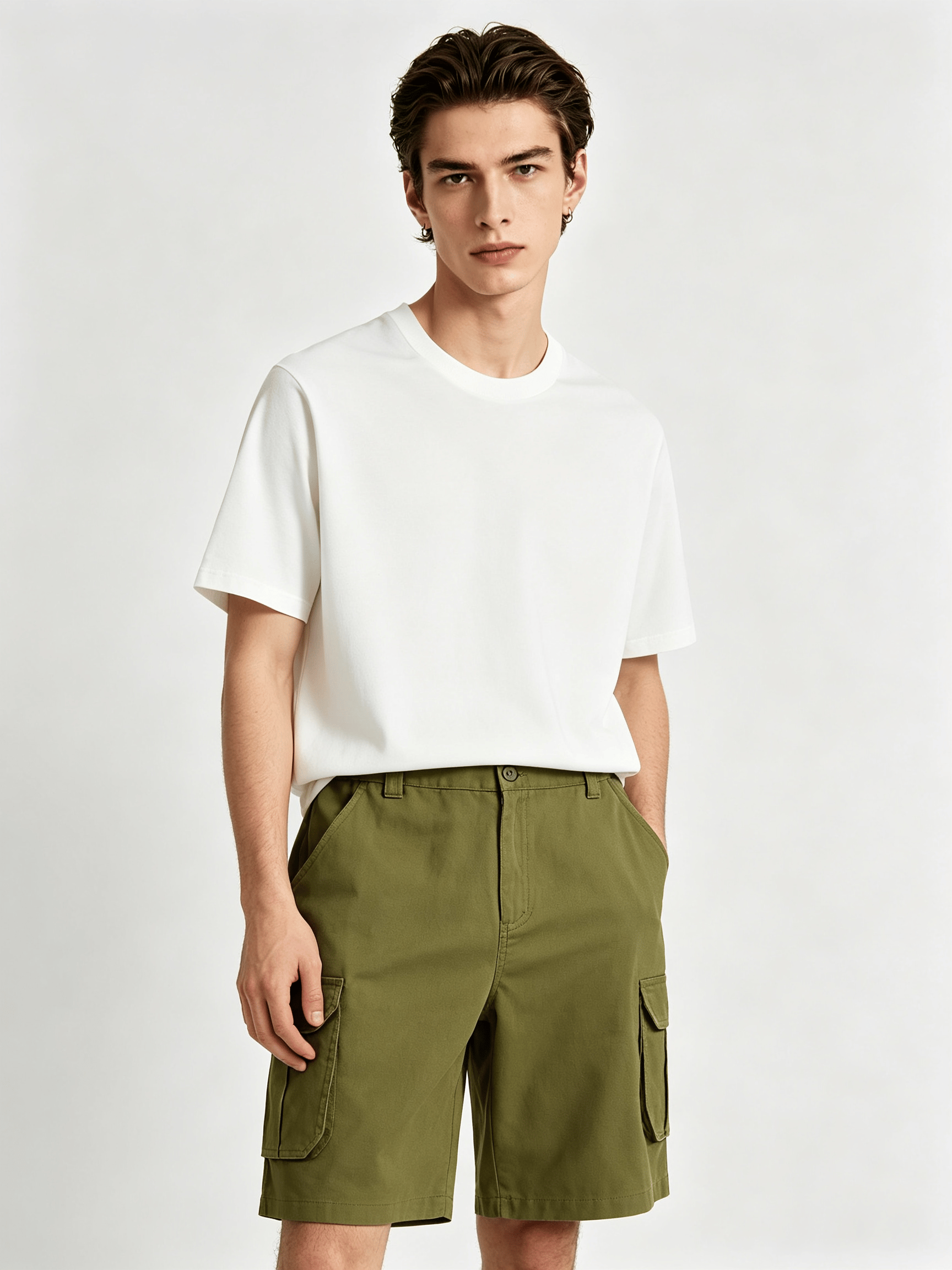 Men Solid Cargo Shorts