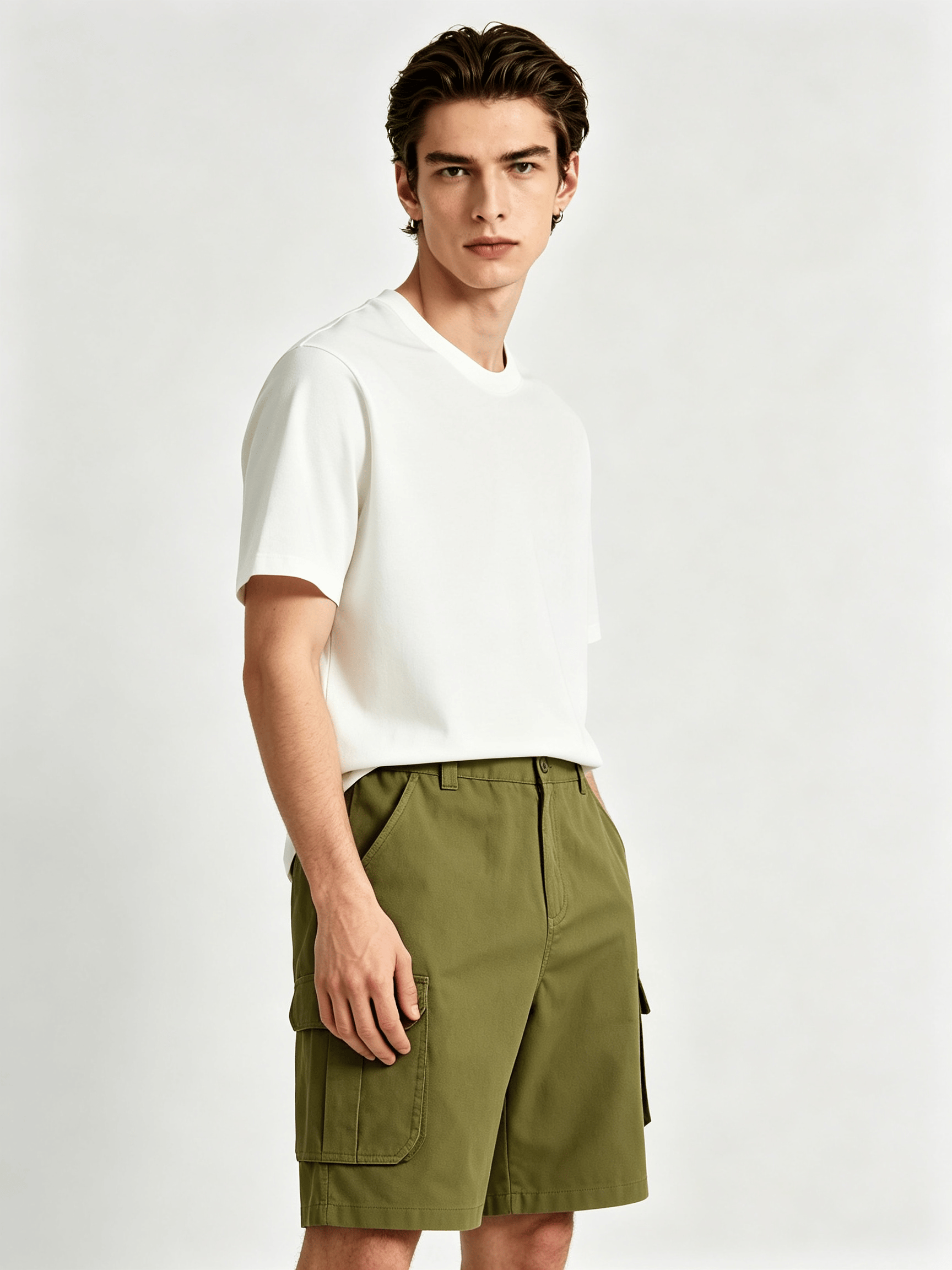 Men Solid Cargo Shorts