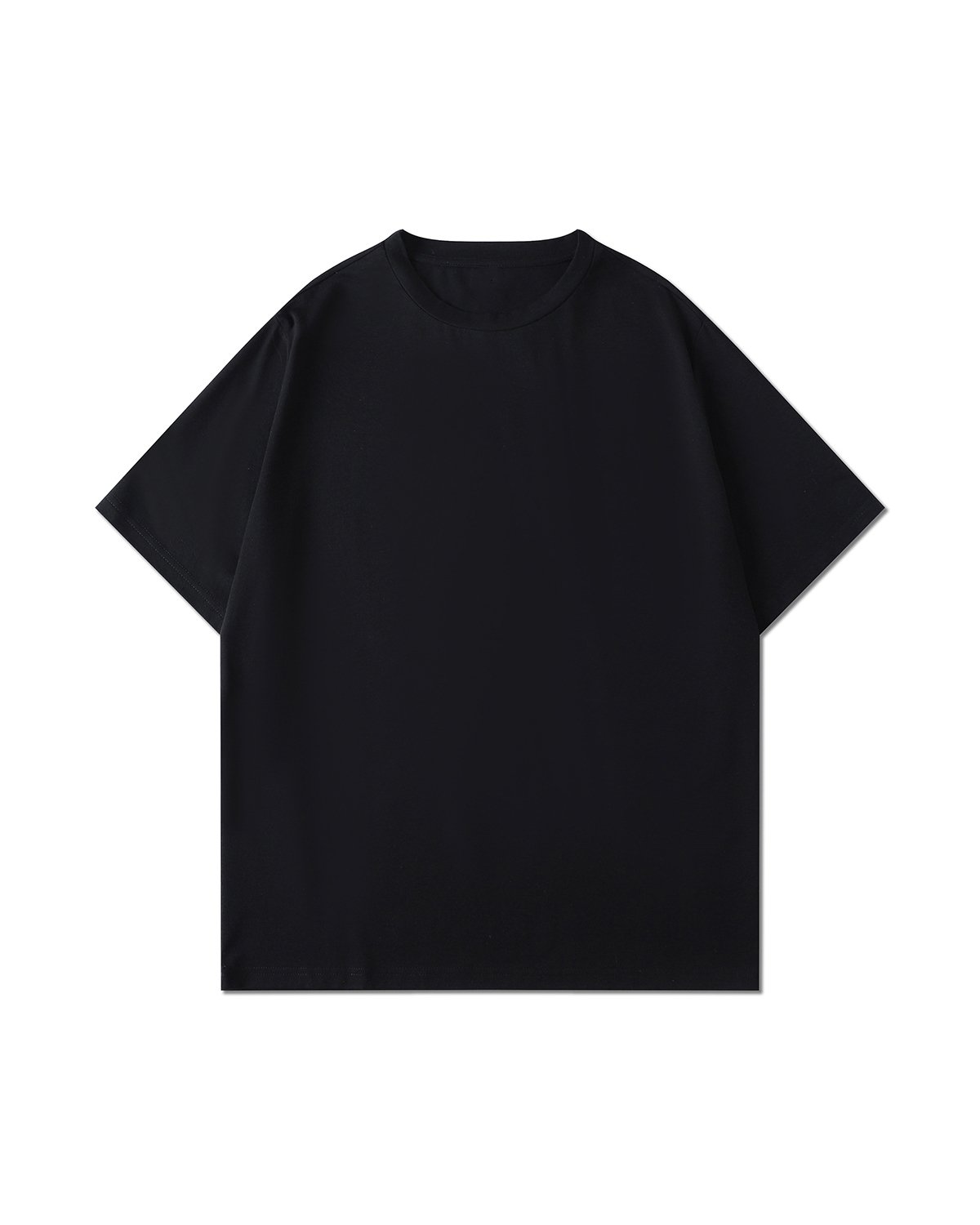 Men Black Plain Knitted Round Neck T-Shirt with Short Sleeves