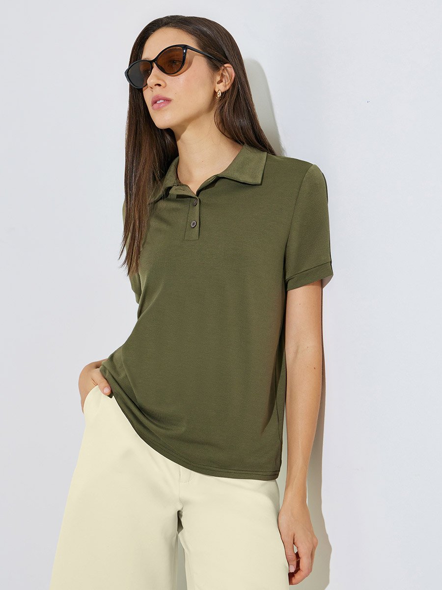 Olive Regular Fit Polo T-Shirt