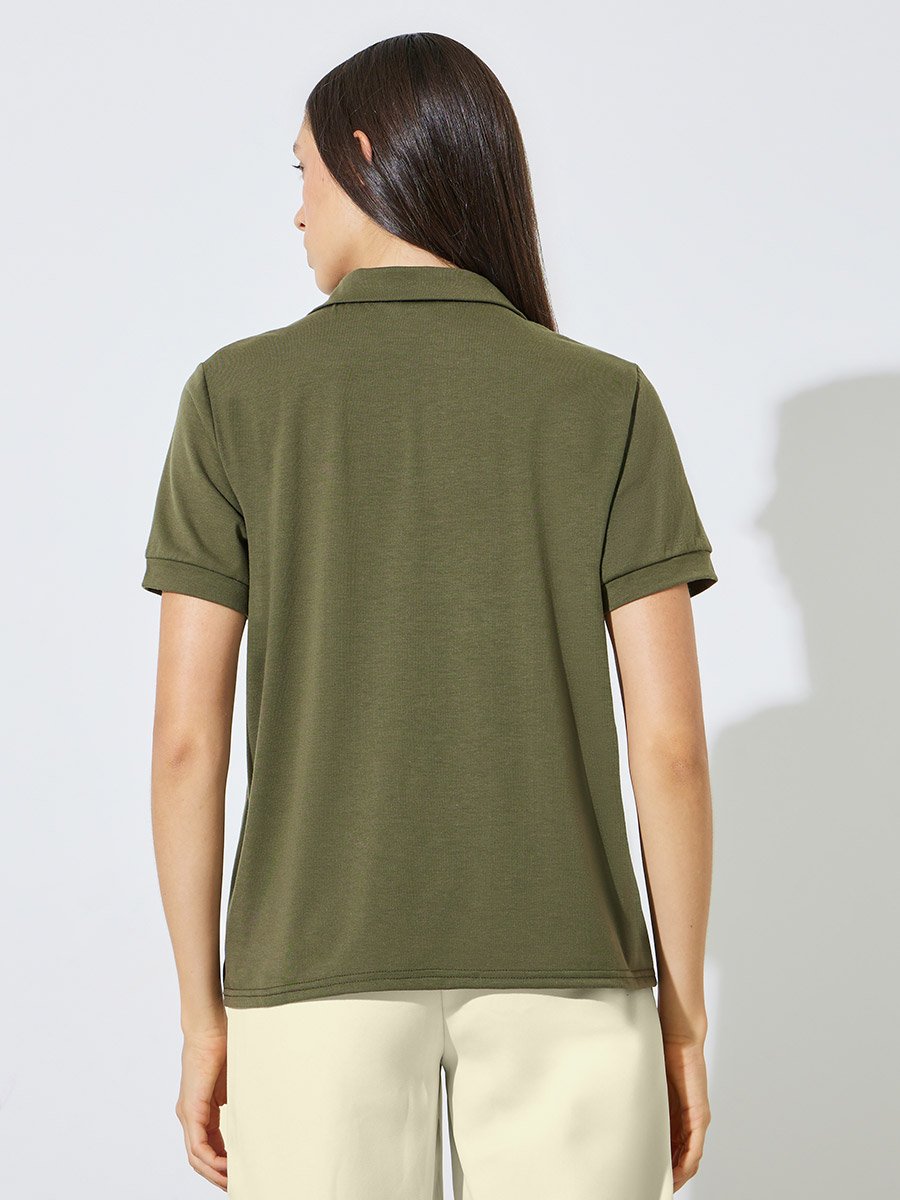 Olive Regular Fit Polo T-Shirt