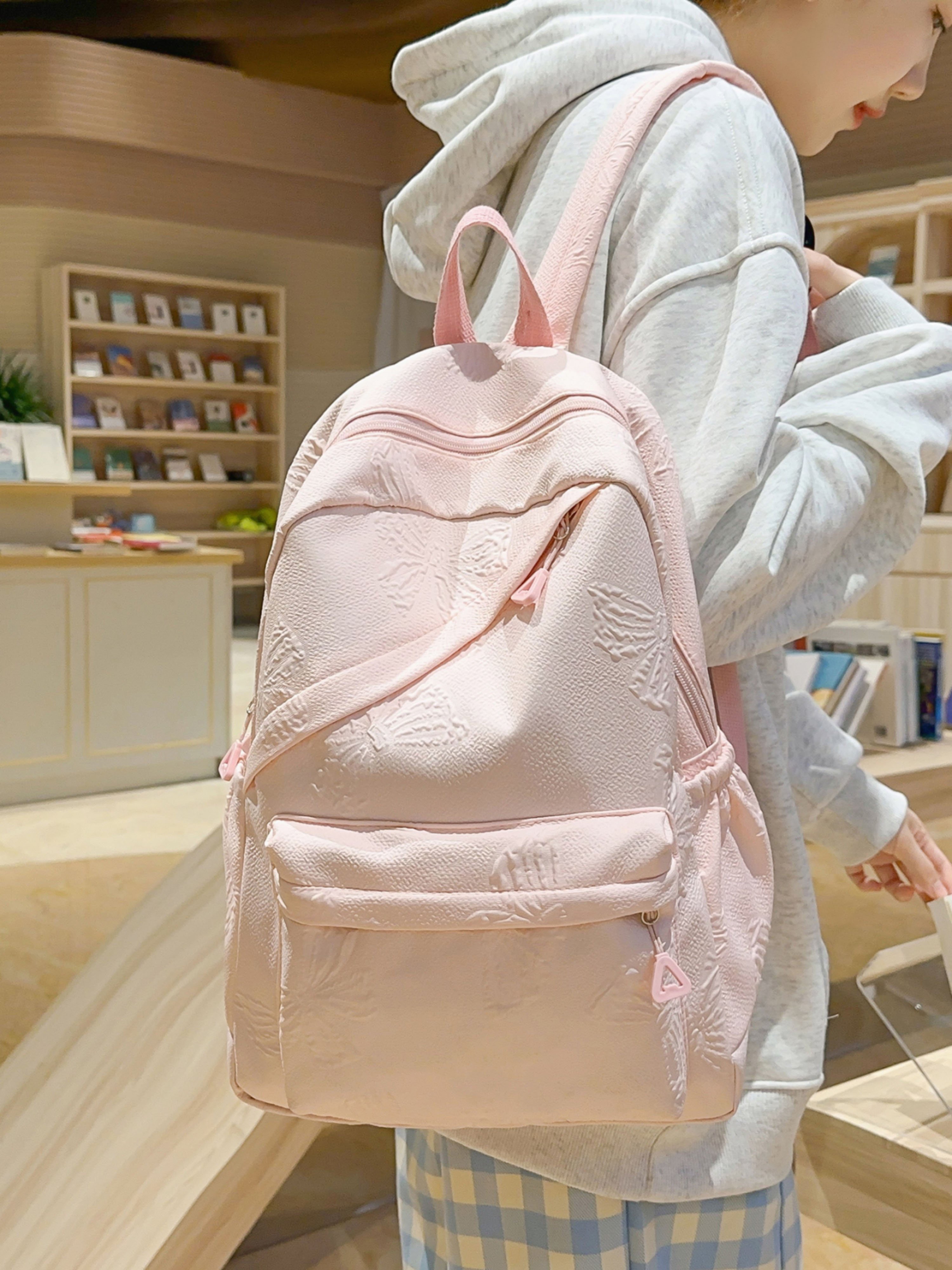 Pink Embossed Backpack