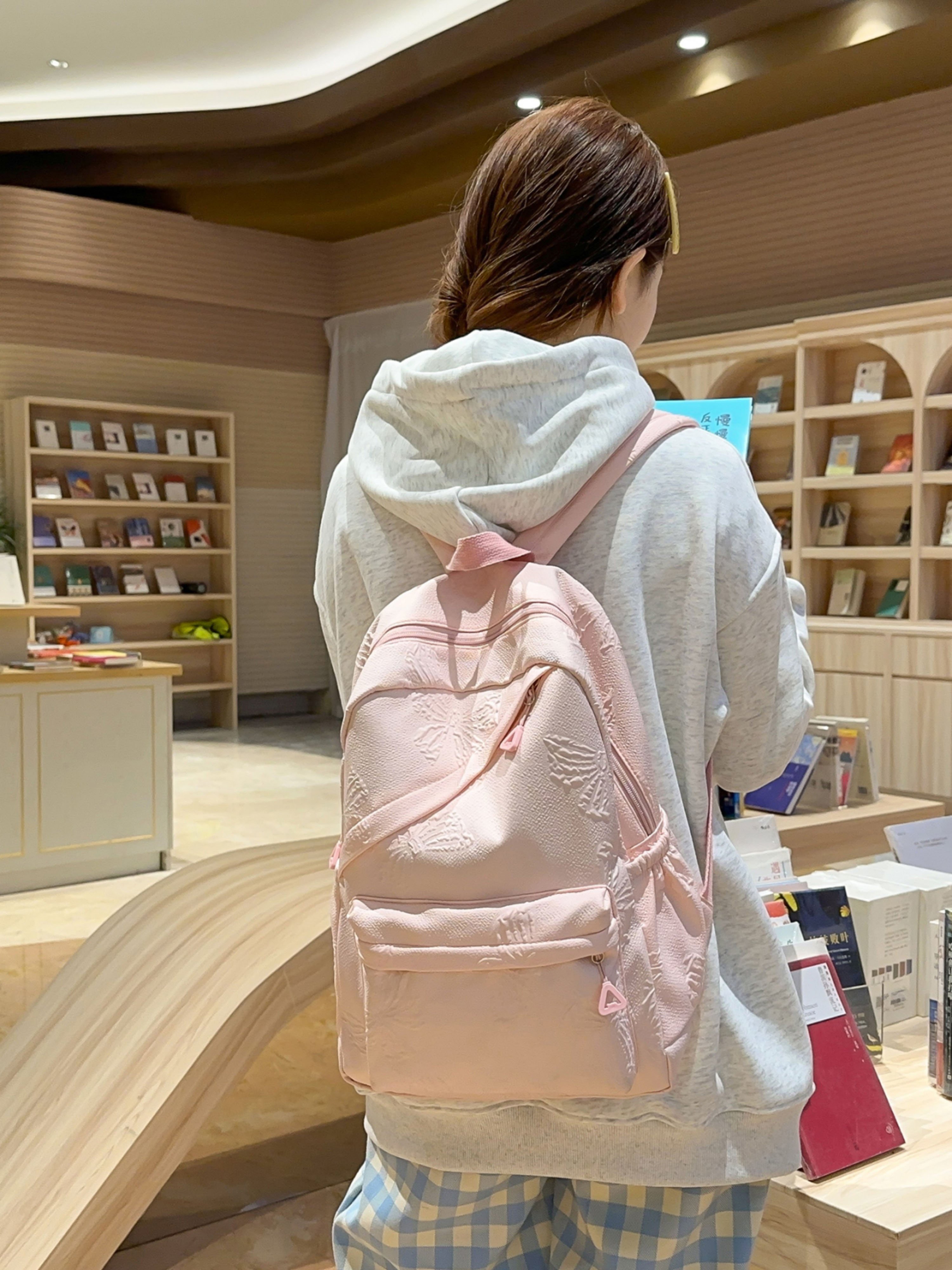 Pink Embossed Backpack