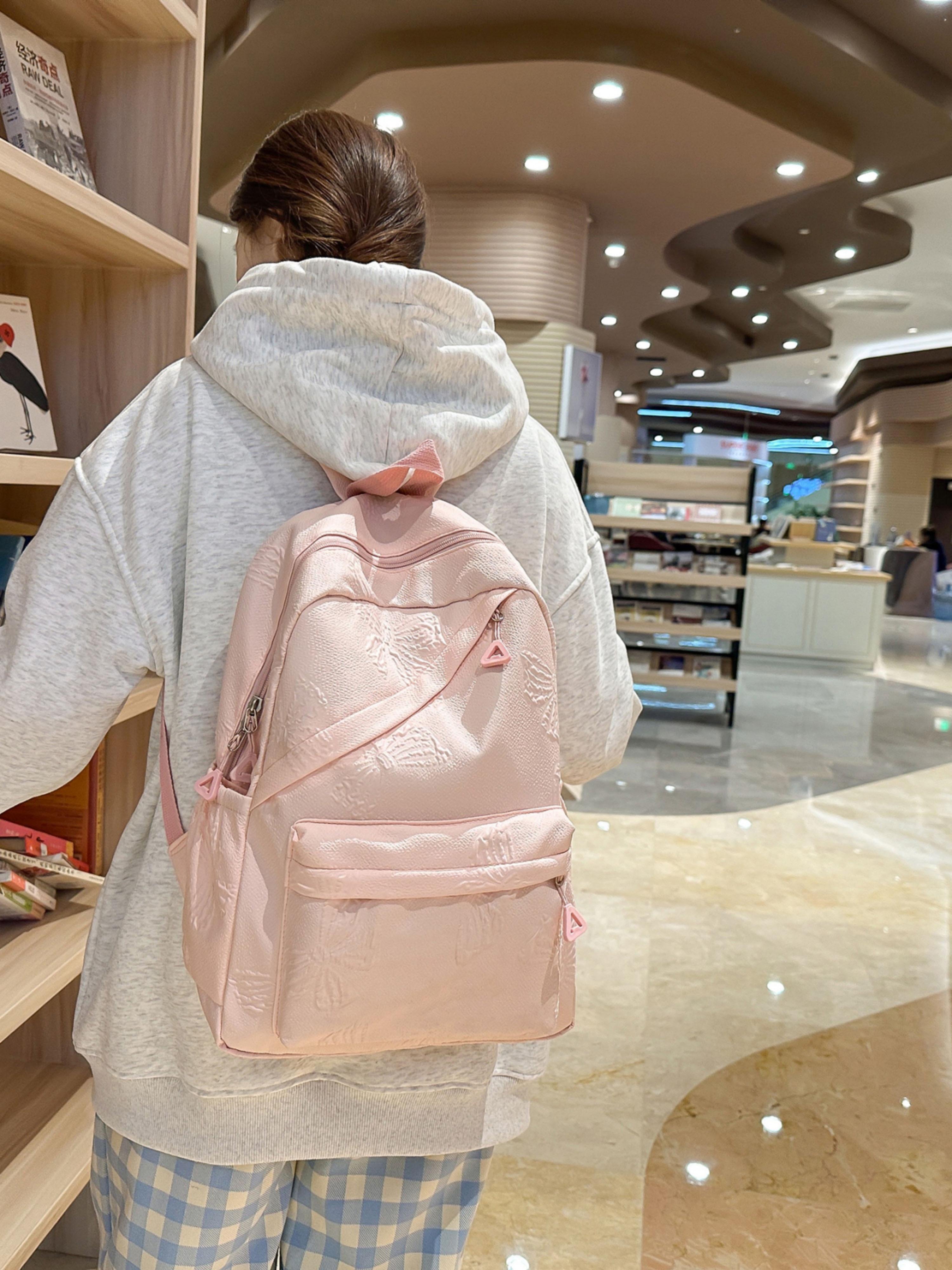 Pink Embossed Backpack