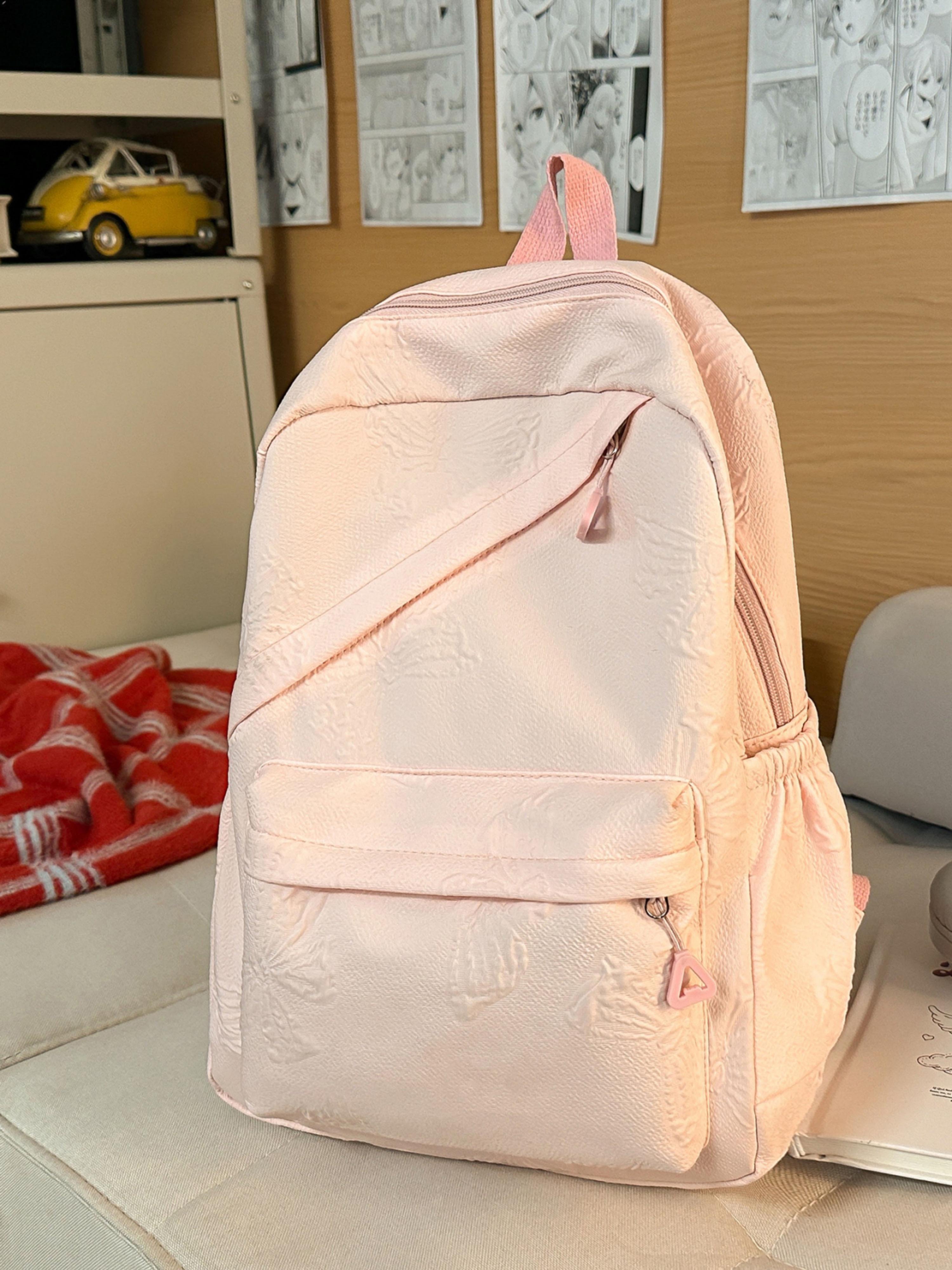 Pink Embossed Backpack