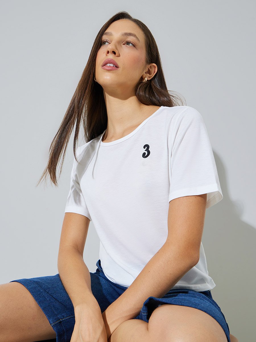 White Regular Fit Round Neck T-Shirt
