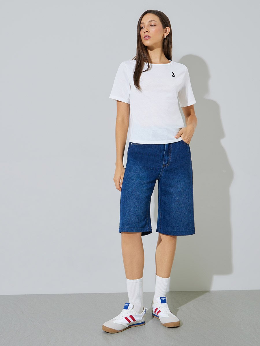 White Regular Fit Round Neck T-Shirt