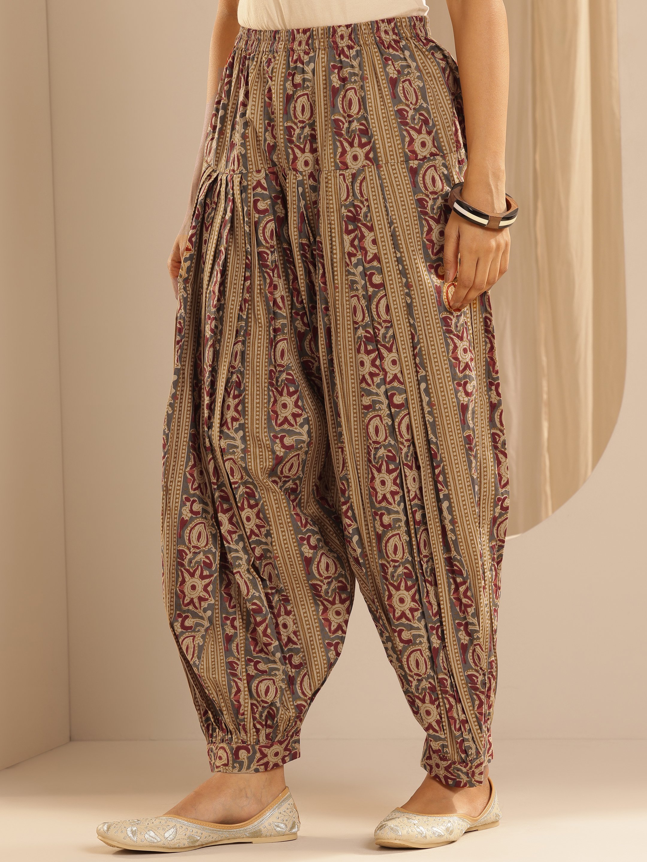 Mustard Printed Cotton Straight Kurta with Salwar and Dupatta Set