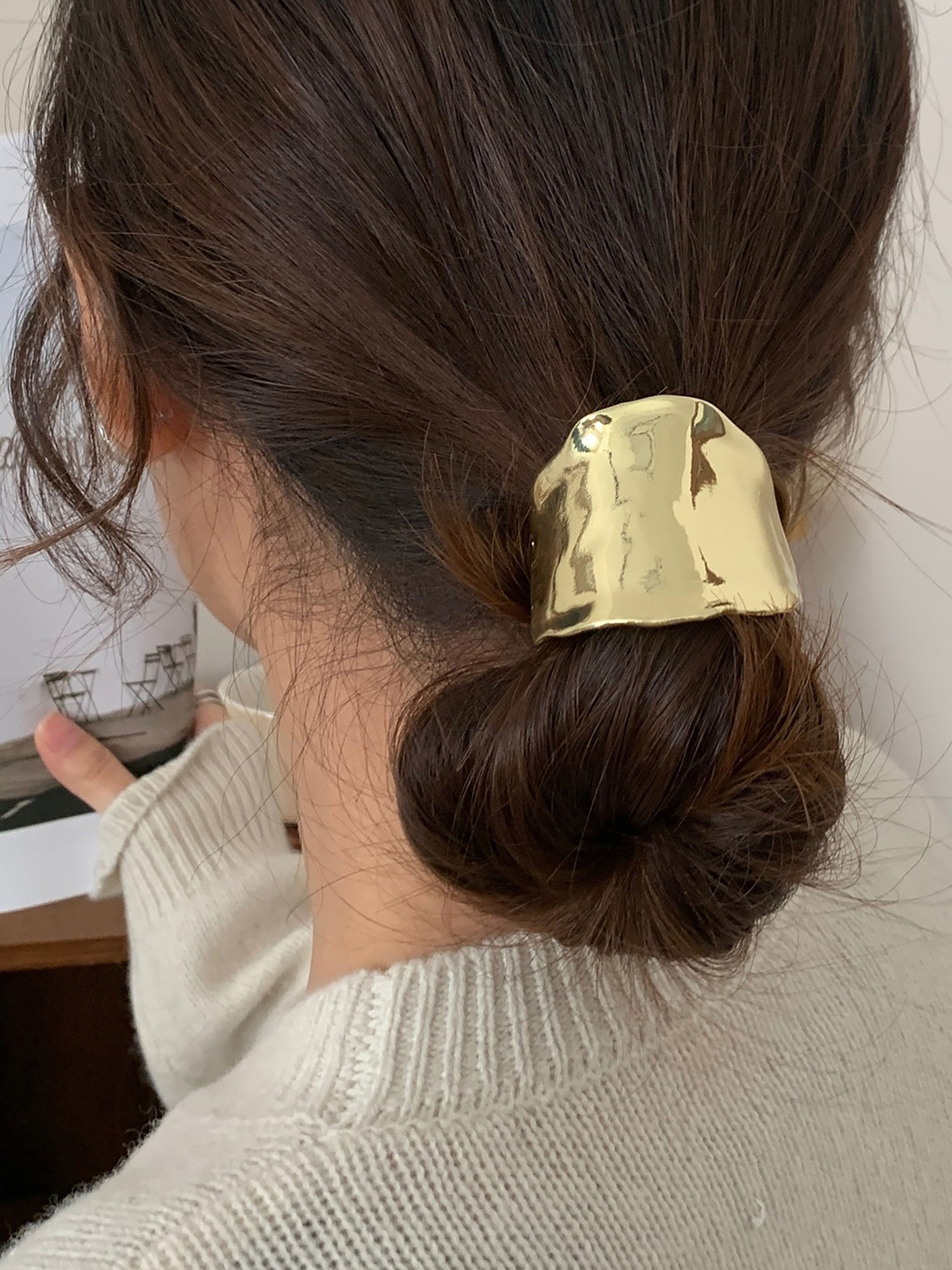 Gold Tone Textured Hair Ring