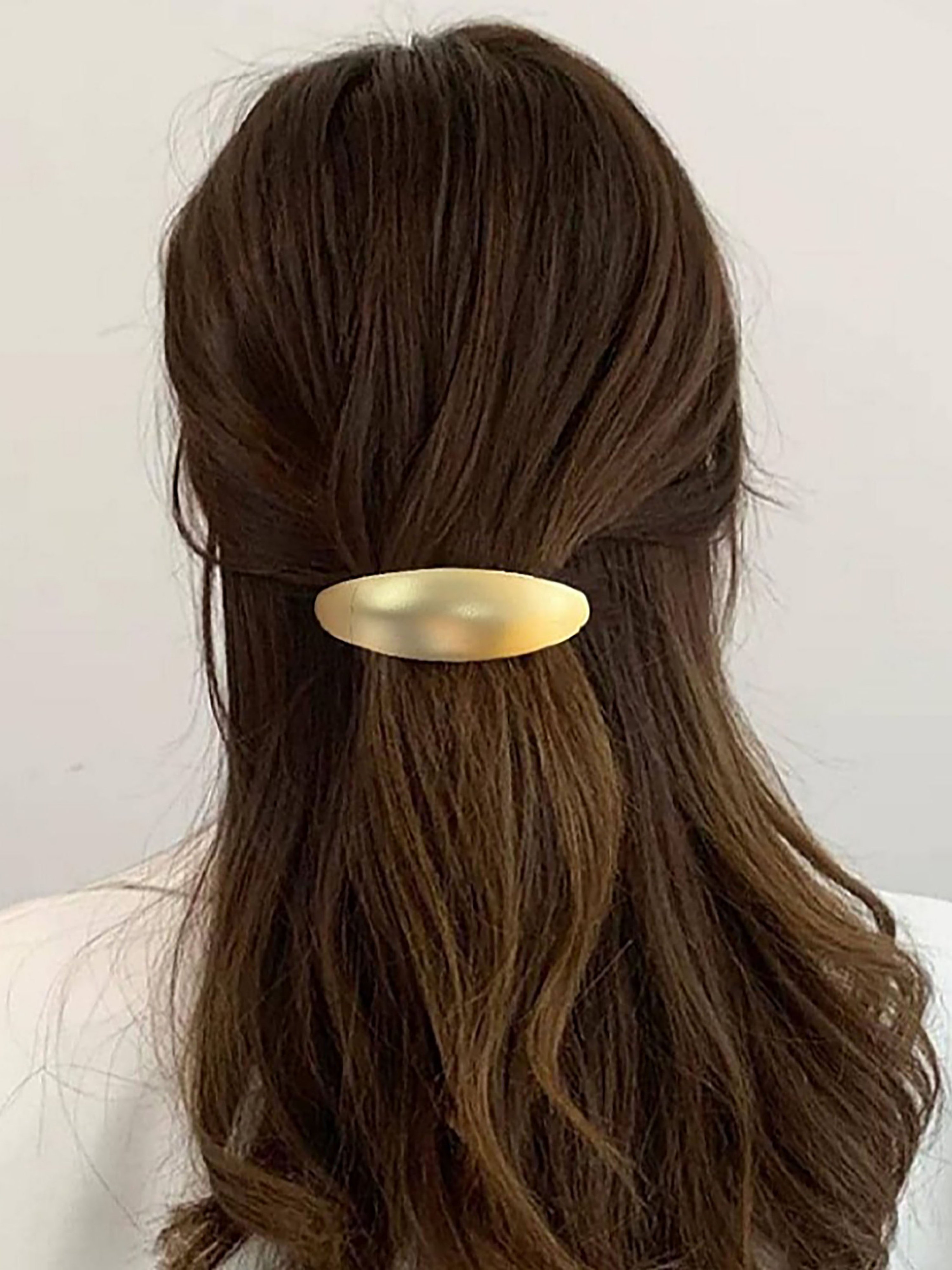 Gold Oval Plain Hair Clip