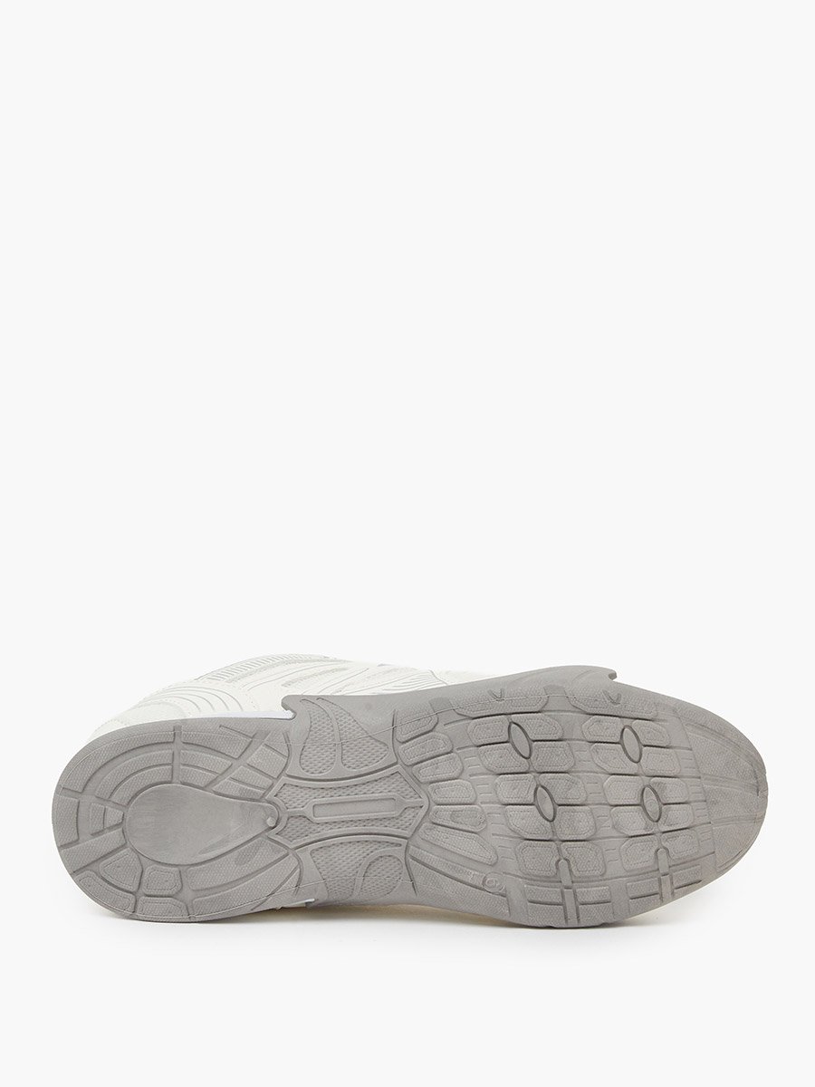 White Contrast Sole Lace Up Sneakers with Pull Tab