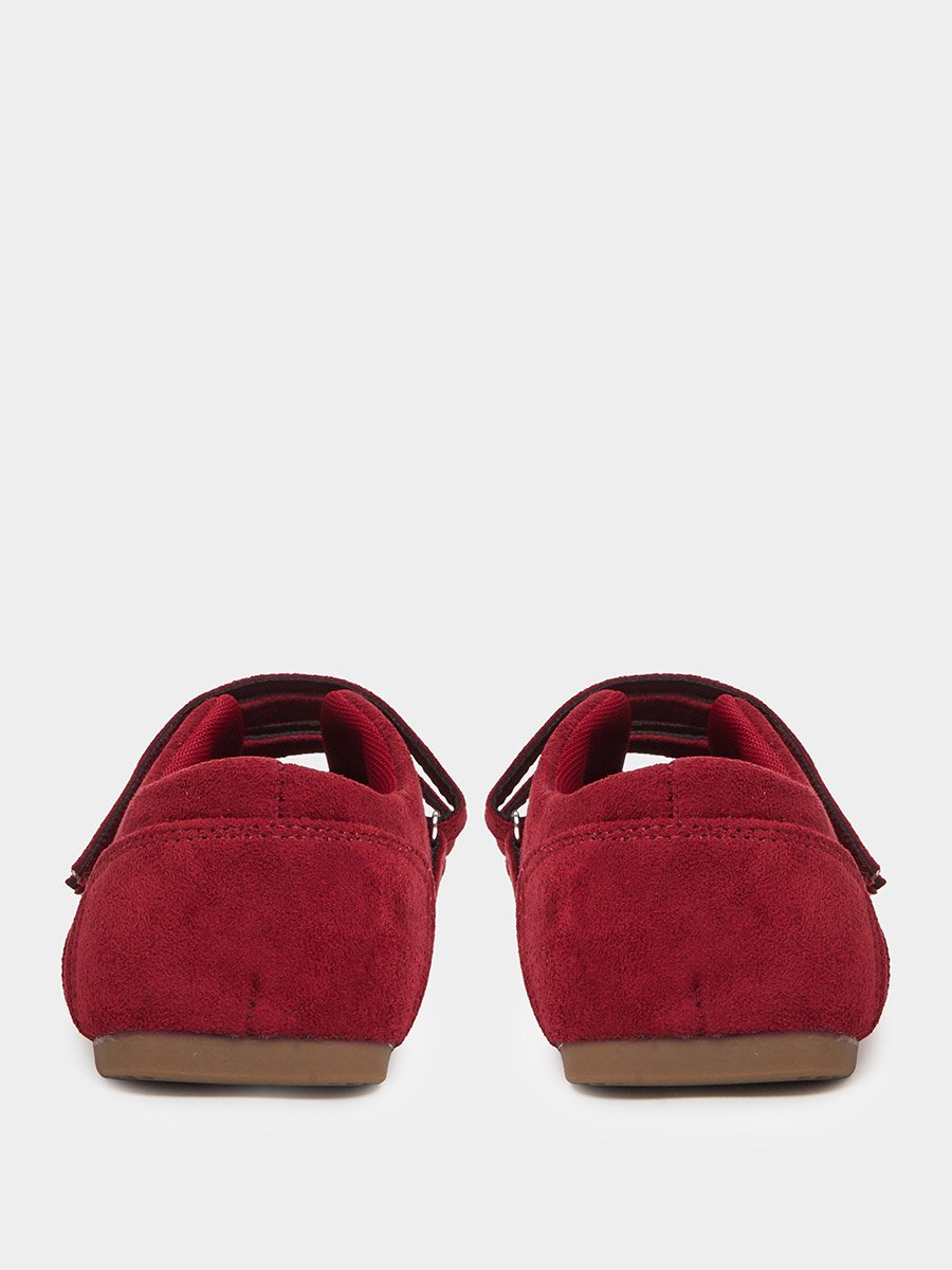 Red Solid Round Toe Velcro Sneakers