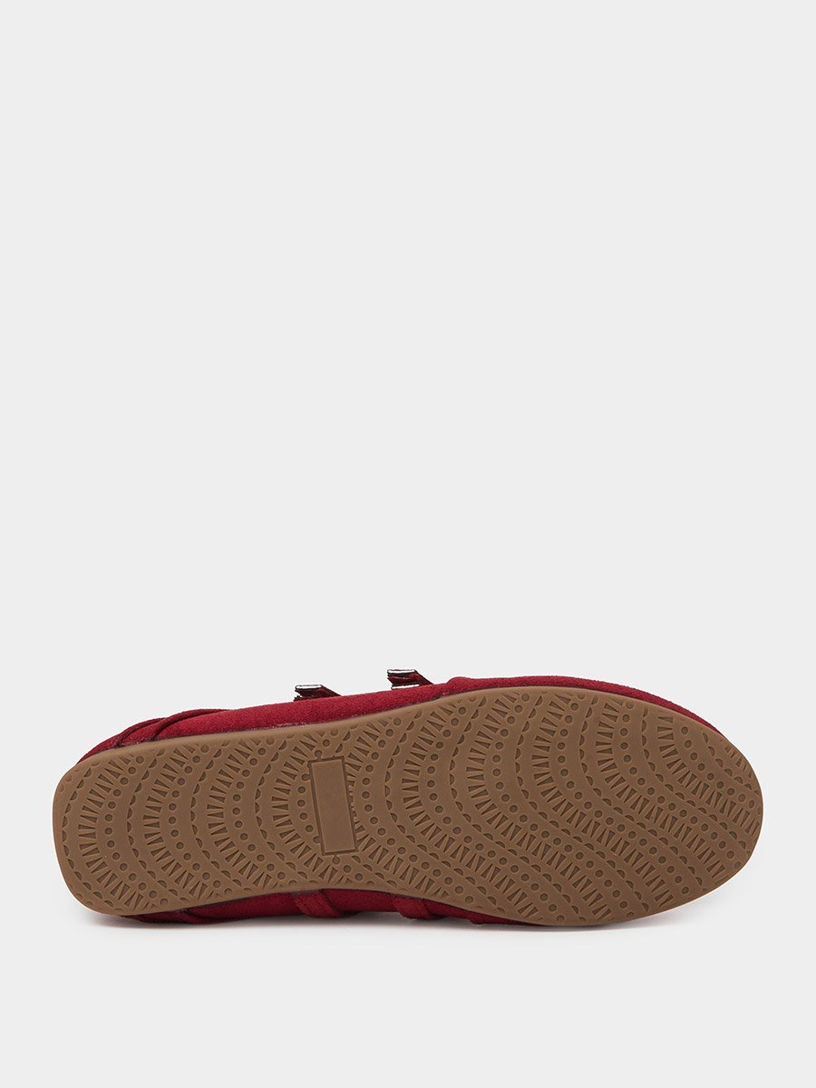 Red Solid Round Toe Velcro Sneakers