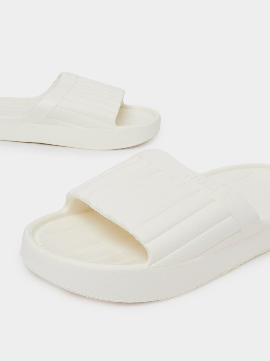 Beige Padded Slip-On Slides