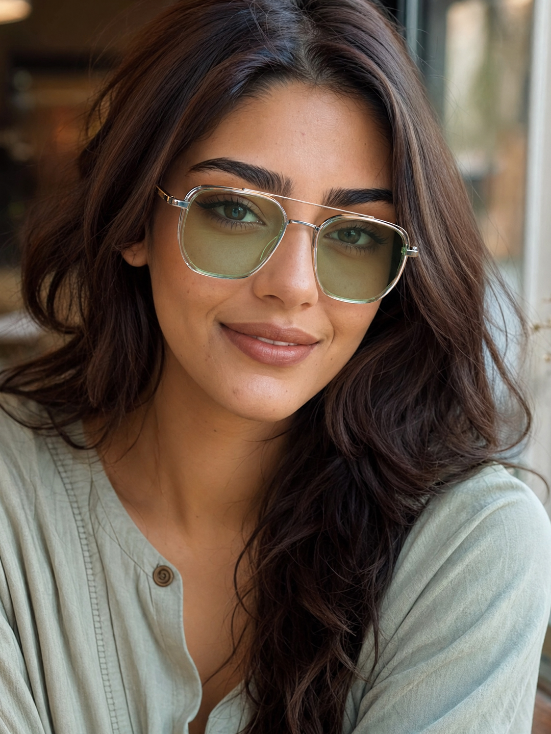 Silver Double Bridge Aviator Sunglasses