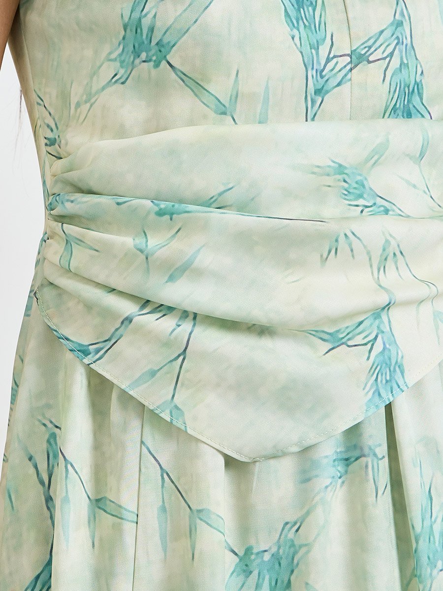 Floral Print Sleeveless A-Line Midi Dress