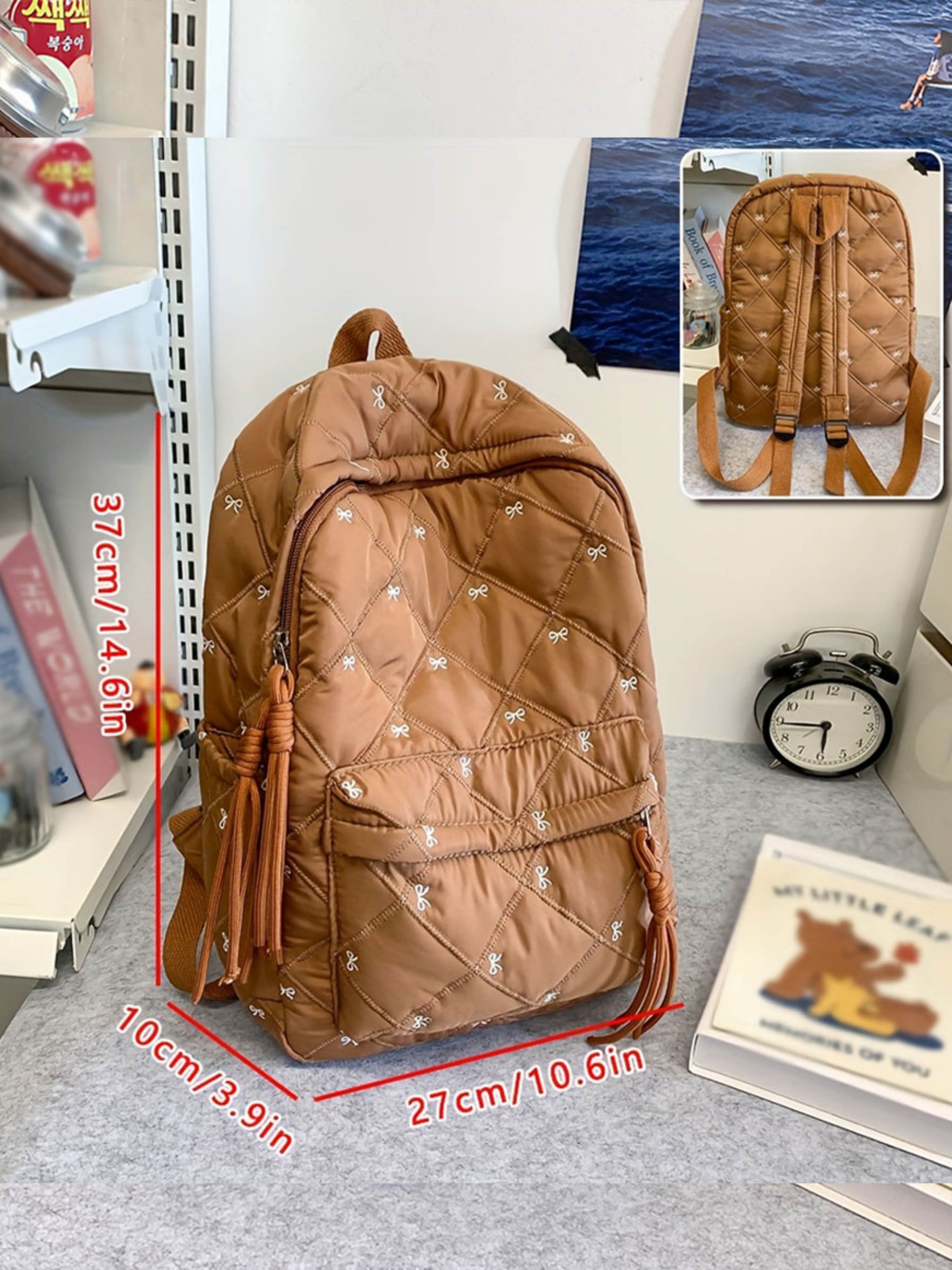 Brown Quilted Backpack