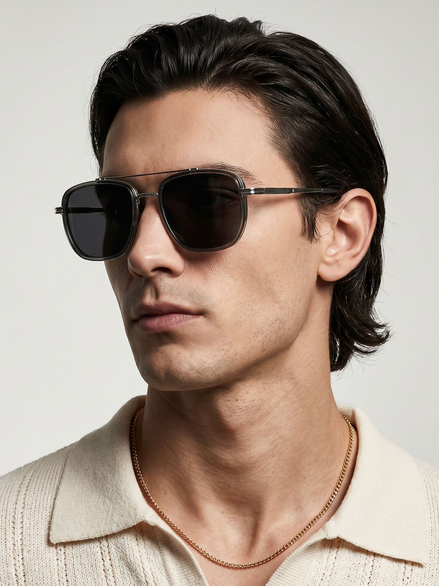 Silver Double Bridge Aviator Sunglasses