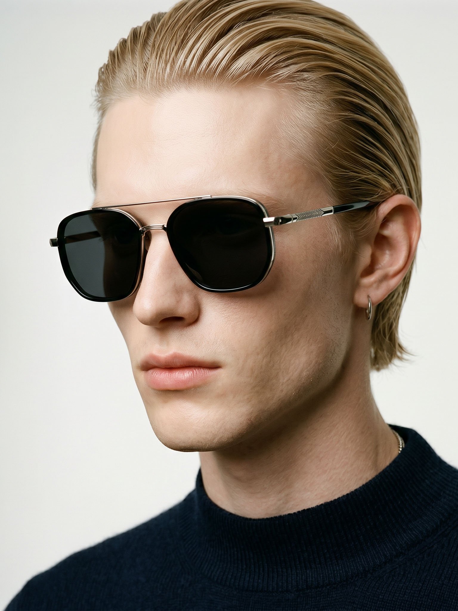 Silver Double Bridge Aviator Sunglasses